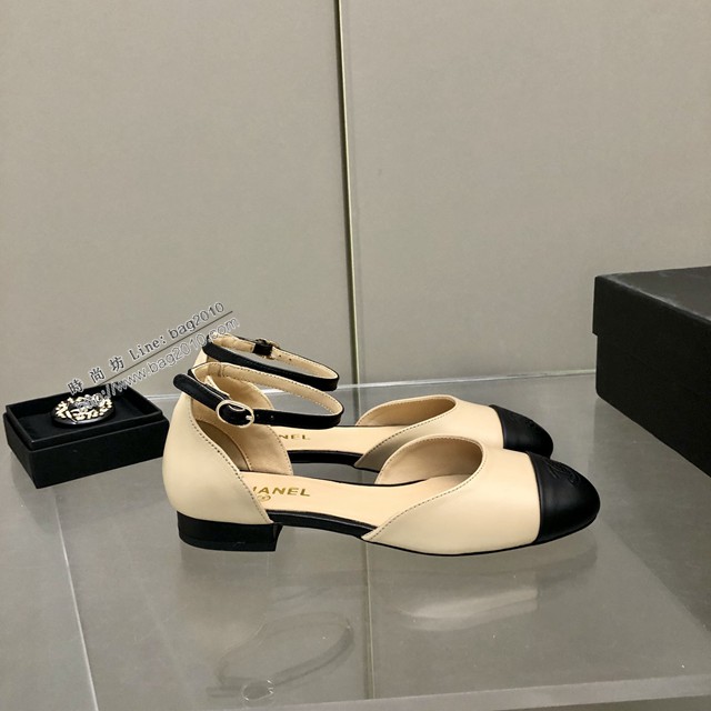 Chanel香奈兒2022春款系列瑪麗珍鞋女士單鞋平底鞋圓頭單皮鞋 dx3063